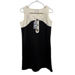 NWT Ann Taylor Loft Black cream  Dress Work Wear Vacation Size 4